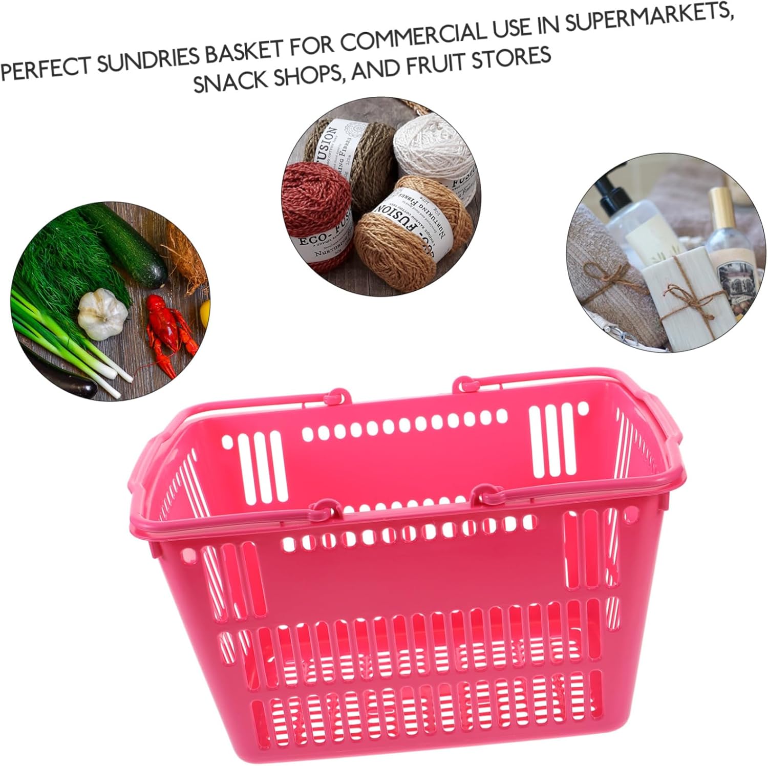 Ipetboom Large Thickened Plastic Shopping Basket for Commercial Use Spacious Sundries Storage Organizer for Supermarkets Snack Shops Fruit Stores and Easy to Clean