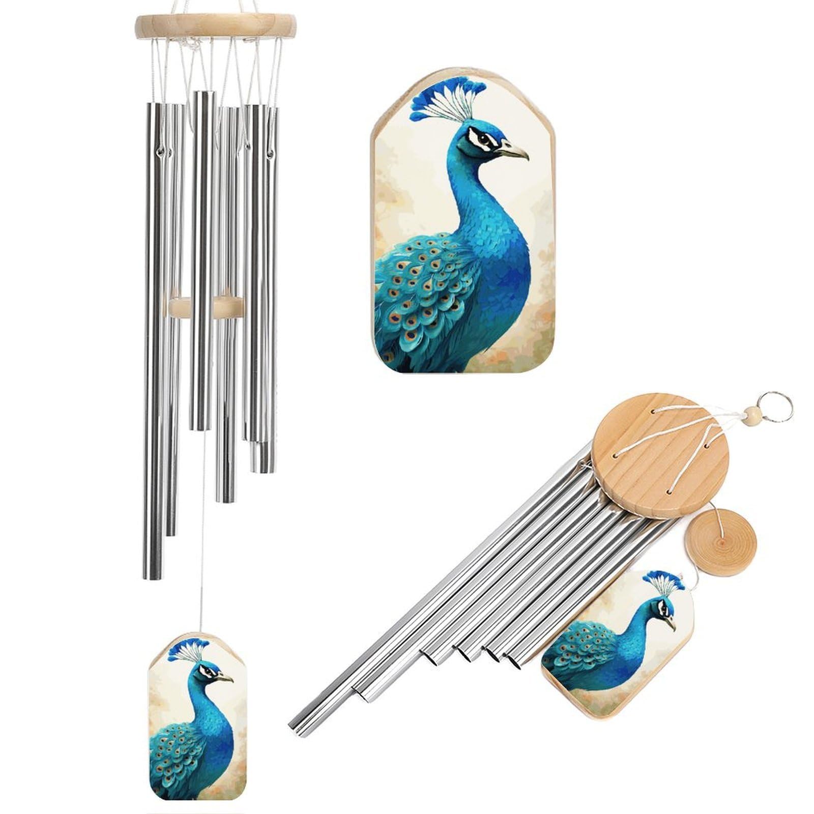 Carillon commémoratif paon bleu en cadeau souvenir durable pour le jardin