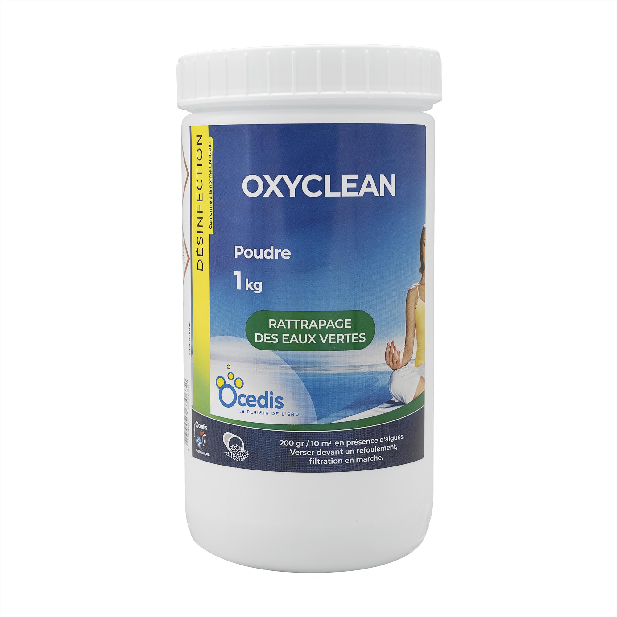OCEDIS OXYCLEAN Poudre - 1kg | Oxygène Actif Choc - Activateur de Brome - Désinfection Choc sans Chlore - Dissolution Rapide + 10 Tests HPS OFFERTS 6 en 1