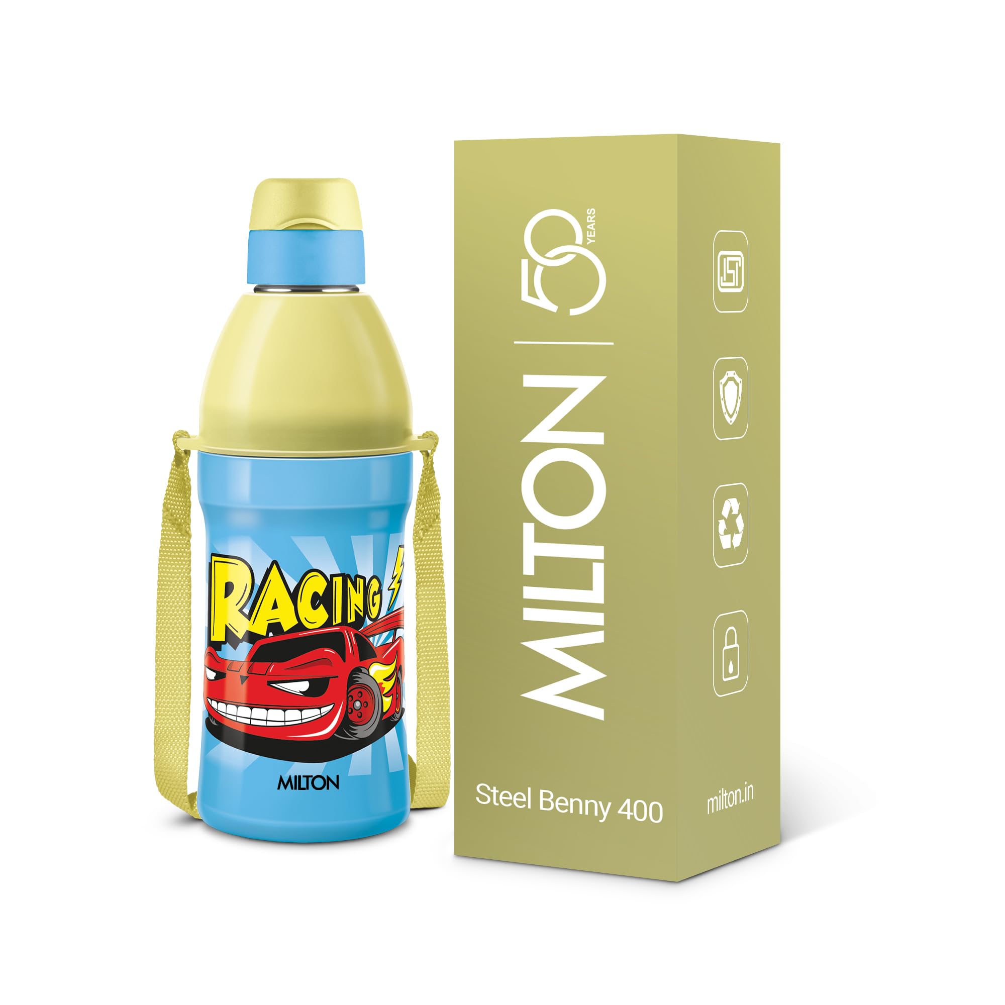 Milton Steel Benny 400 Water Bottle - Kids Leak Proof -10 Milton Steel Benny 400 Water Bottle - Kids Leak Proof -10