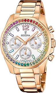 Damen Uhr Analog Edelstahl 316L Roségold - Quarz Chronograph - Mineralglas hochresistent - 10 ATM wasserdicht - Special Prices F20639/2