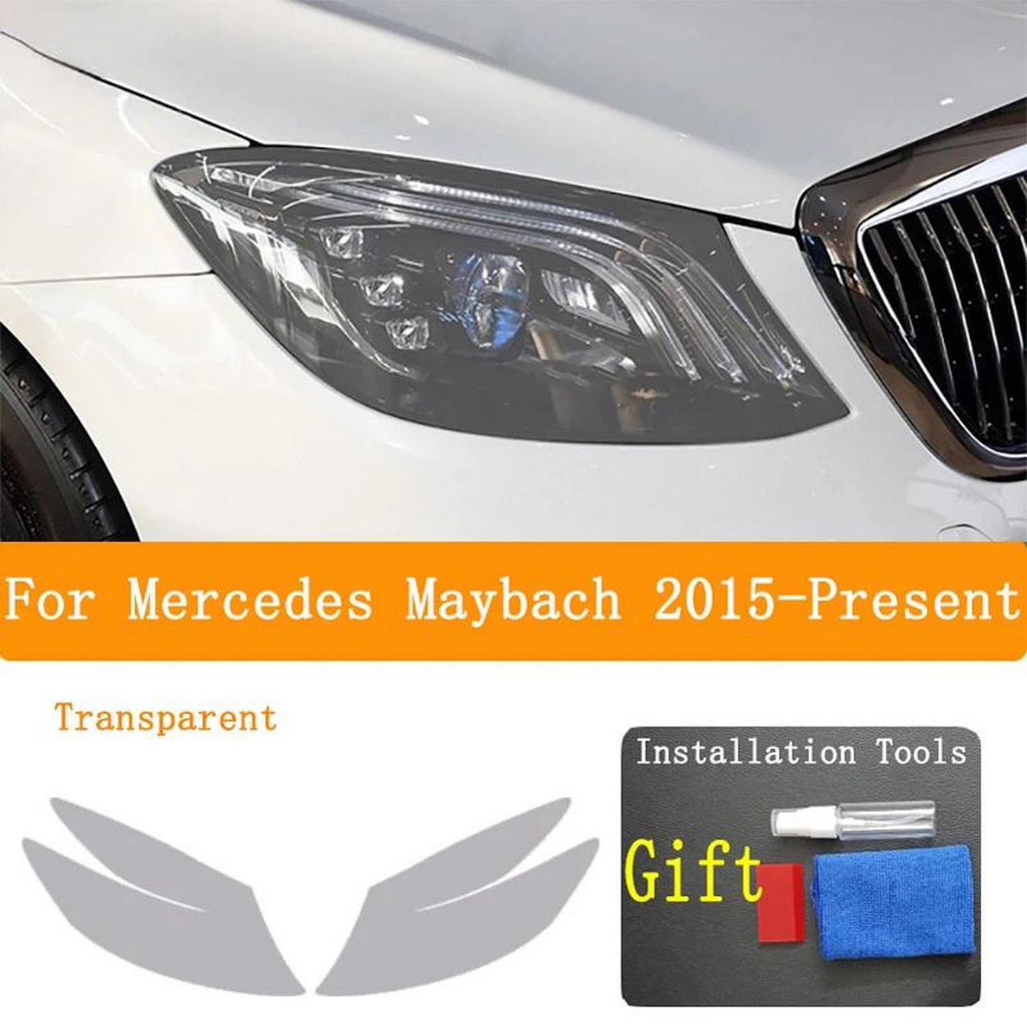 Reflektor samochodowy tylne światło folia ochronna reflektor winyl renowacja przezroczysta czarna naklejka, do Mercedes Maybach 2015-Present
