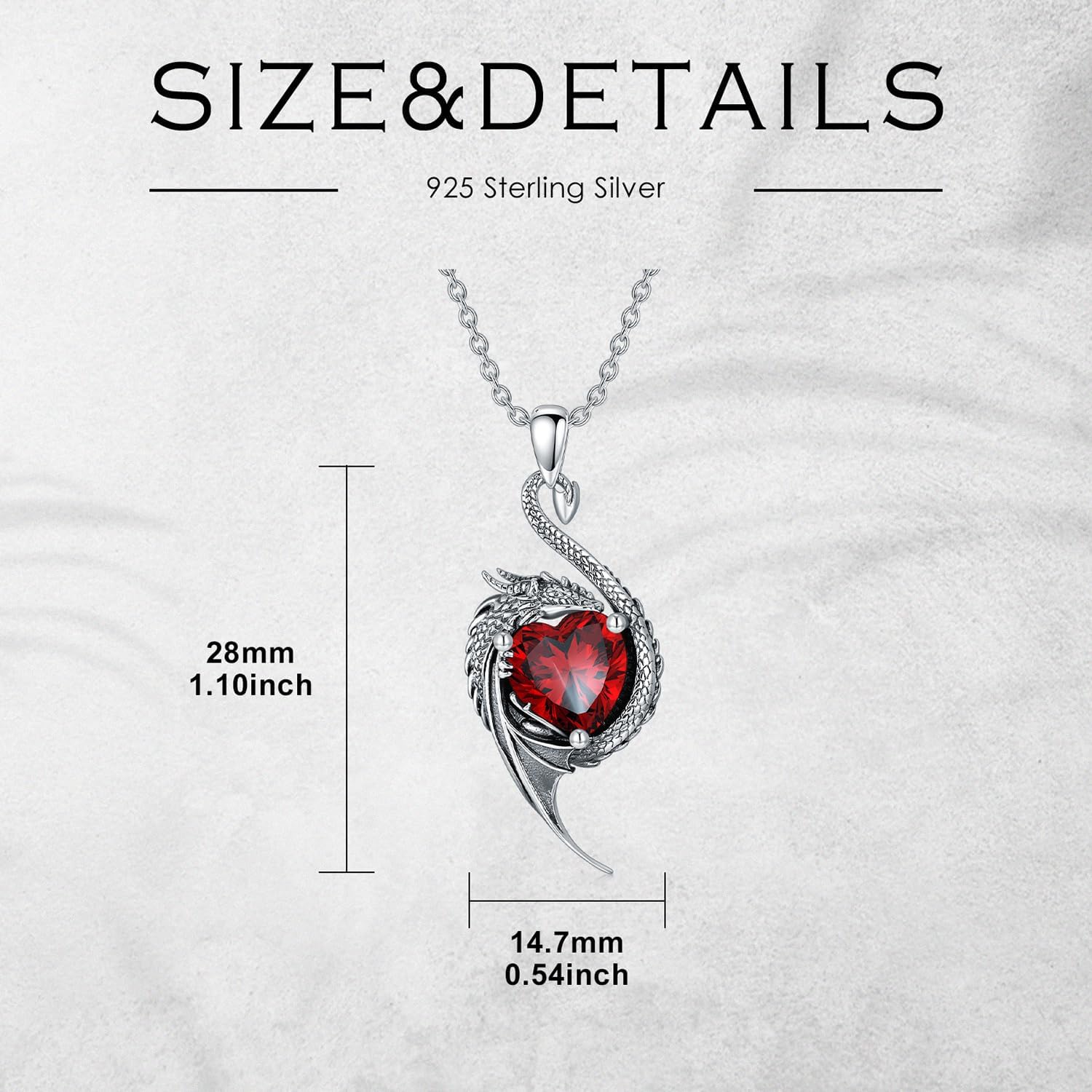 Dragon Necklace for Women 925 Sterling Silver Dragon with Heart Cut Birthstone Pendant Necklace for Gifts - Image 6
