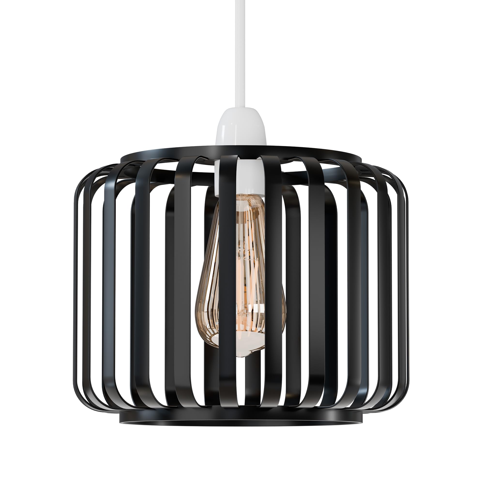 Metal Wire Cage Ceiling Light Shade Easy Fit Lamp Shade, Ceiling Hanging Indoor Pendant Light Lampshade for Living Room, Bedroom, Restarurants (Black Cage) — image 1