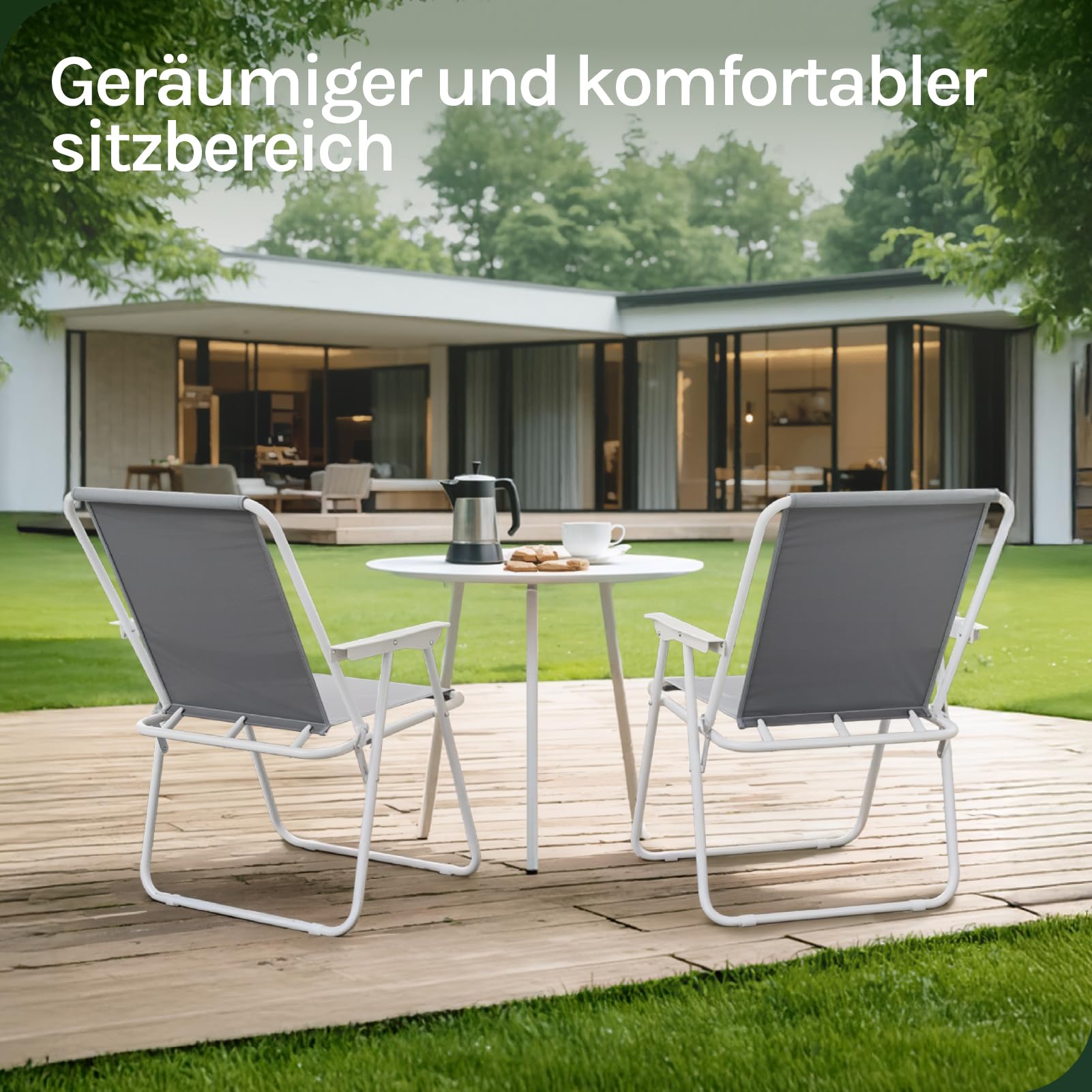 WOLTU Campingstuhl 2er Set Faltbar Leicht, Klappstuhl Camping belastbar bis 100 kg,Gartenstuhl klappbar Strandstuhl für Camping Balkon Garten