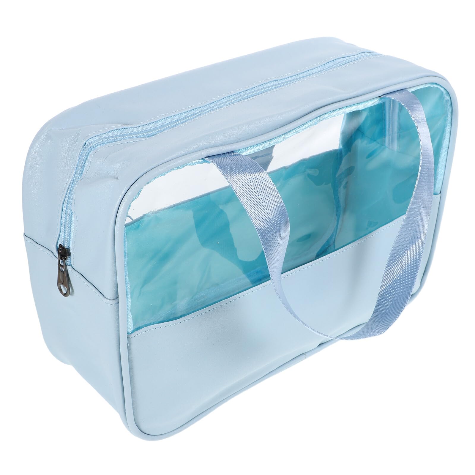 4 Piezas Bolso de Cosméticos Bolsas de Maquillaje para Mujeres neceseres Transparentes para Bolsas de Aseo de Bricolaje Escolar Cuero PU Azul