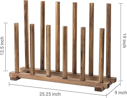Miniatura 5 de MyGift Soporte rústico para botas de piso de madera maciza marrón quemado, soporte organizador de almacenamiento de zapatos de entrada de madera con