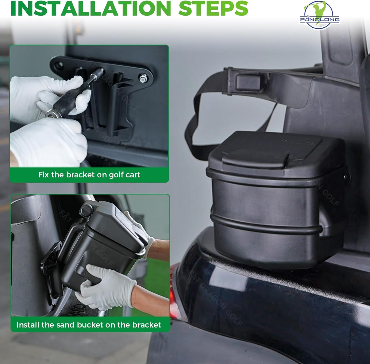 Panglong Large Capacity Sand Bucket with Bracket, Fits for 2004-UP Club Car Precedent/Club Car Tempo and Onward 2-Seater Golf Cart