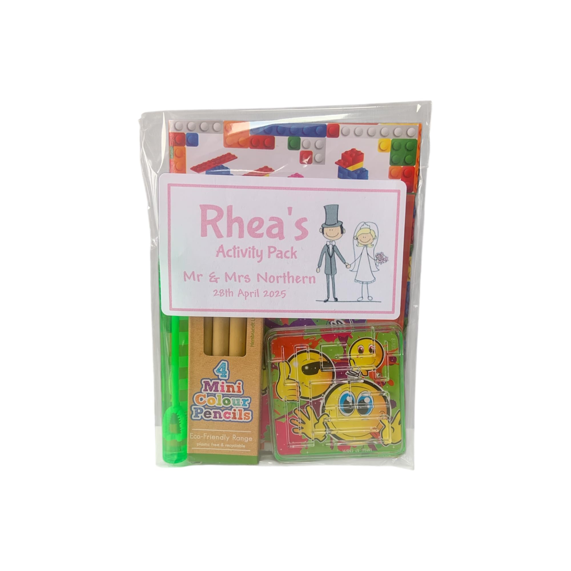 Personalised Children's Wedding Activity Pack - Bridal Design A6 SIZE