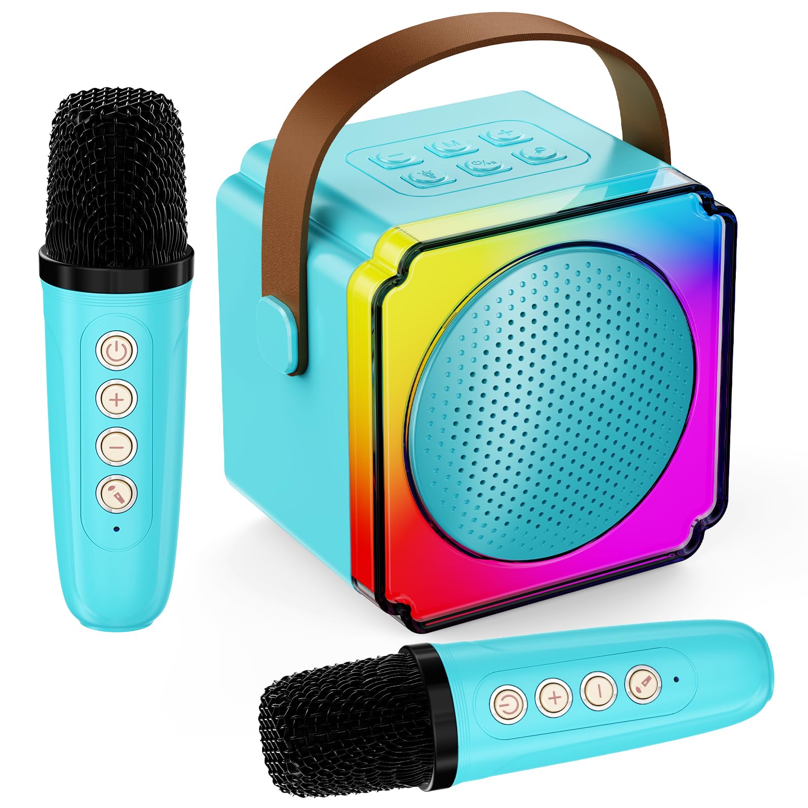 Karaoke Machine, Portable Speaker with Microphones, Birthday Family Party Gifts for Kids Girls Boys 3 4 5 Year Old