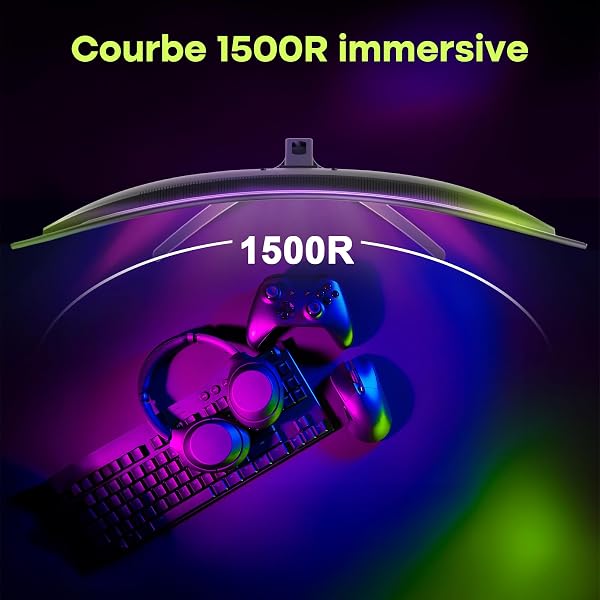 Amzfast Écran PC Gaming 27 Pouces Incurvé, 2K QHD(2560 x 1440), 200Hz Moniteur, 1ms MPRT, 1500R, sRGB 134%, Adpative Sync, HDR400, Eyes-Care,VESA 100 x 100, HDMI 2.0 x 2/DP 1.4 x 2, AMZG27C1Q - 5