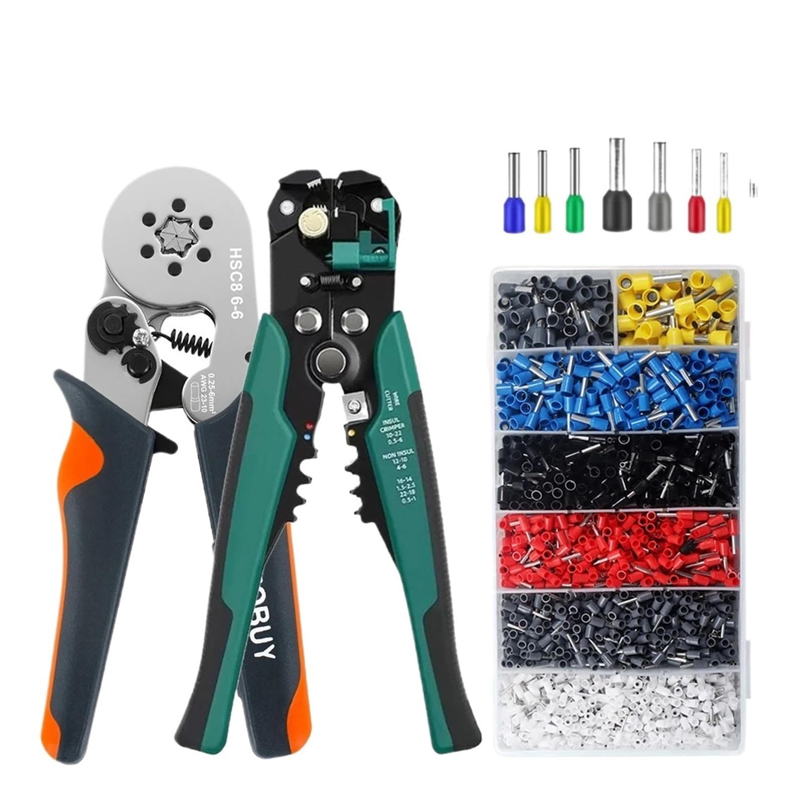 Alfbfpubxz 6-6 Bxq 2000Pcs Hsc8 6-4/6-6 Tubular Terminal Ratchet Crimping Pliers