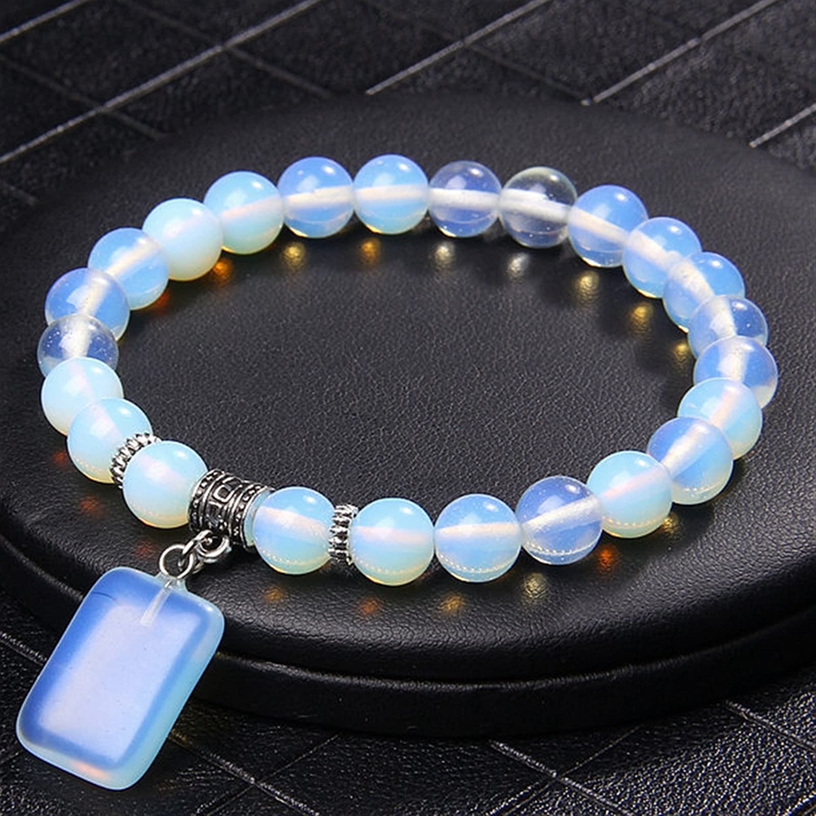 Naturstein-Armband, Naturstein-Perlen-Armband, quadratischer Anhänger, Charm-Tigerauge-Sodalith-Armbänder für Frauen, Männer, Paar-Schmuck, Geschenke, Armband-Schmuck