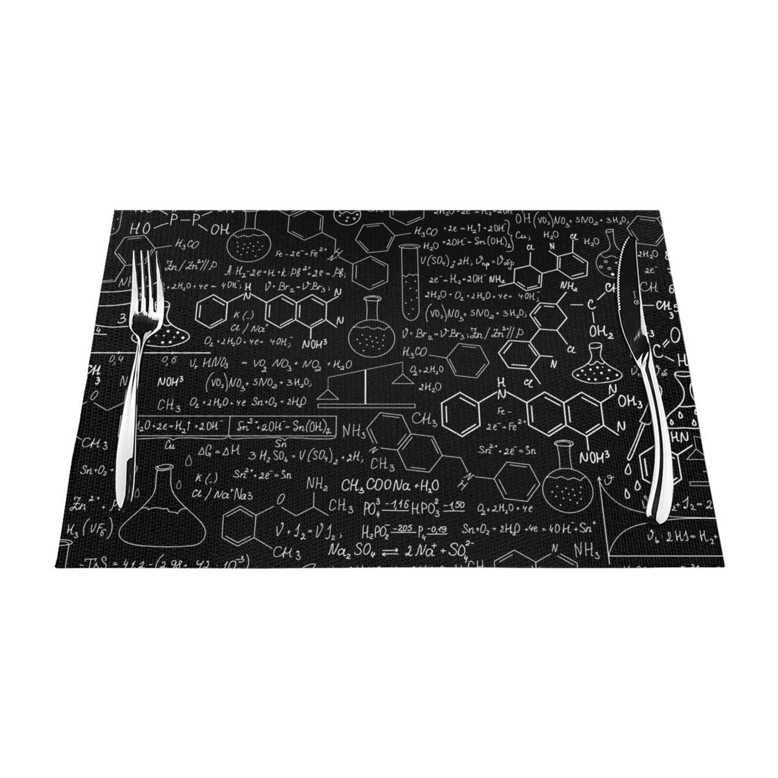 PVC Placemat Set of 1 PCS, 45x30 CM, Abstract Science Chemistry Illustration 3D Printed Non-Slip Heat Resistant Place Mats for Kitchen Dining Table Indoor Outdoor