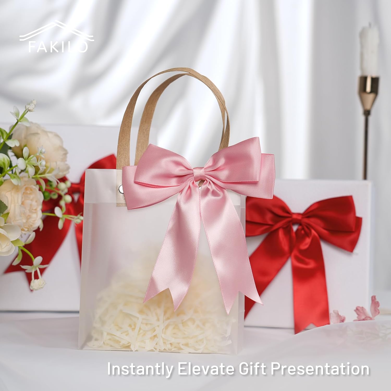 Pink Satin Bows for Gift Wrapping, 14cm Ribbon Gift Bows for Birthday, Wedding, Party,Christmas Decoration,Valentines Day bow24 Pcs - Image 8