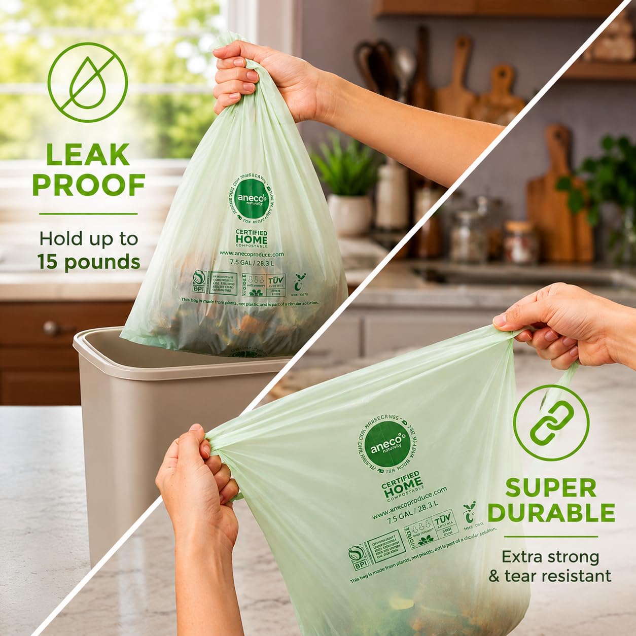ANECO 3 Gallon Compostable Food Waste Bags Gallery Image