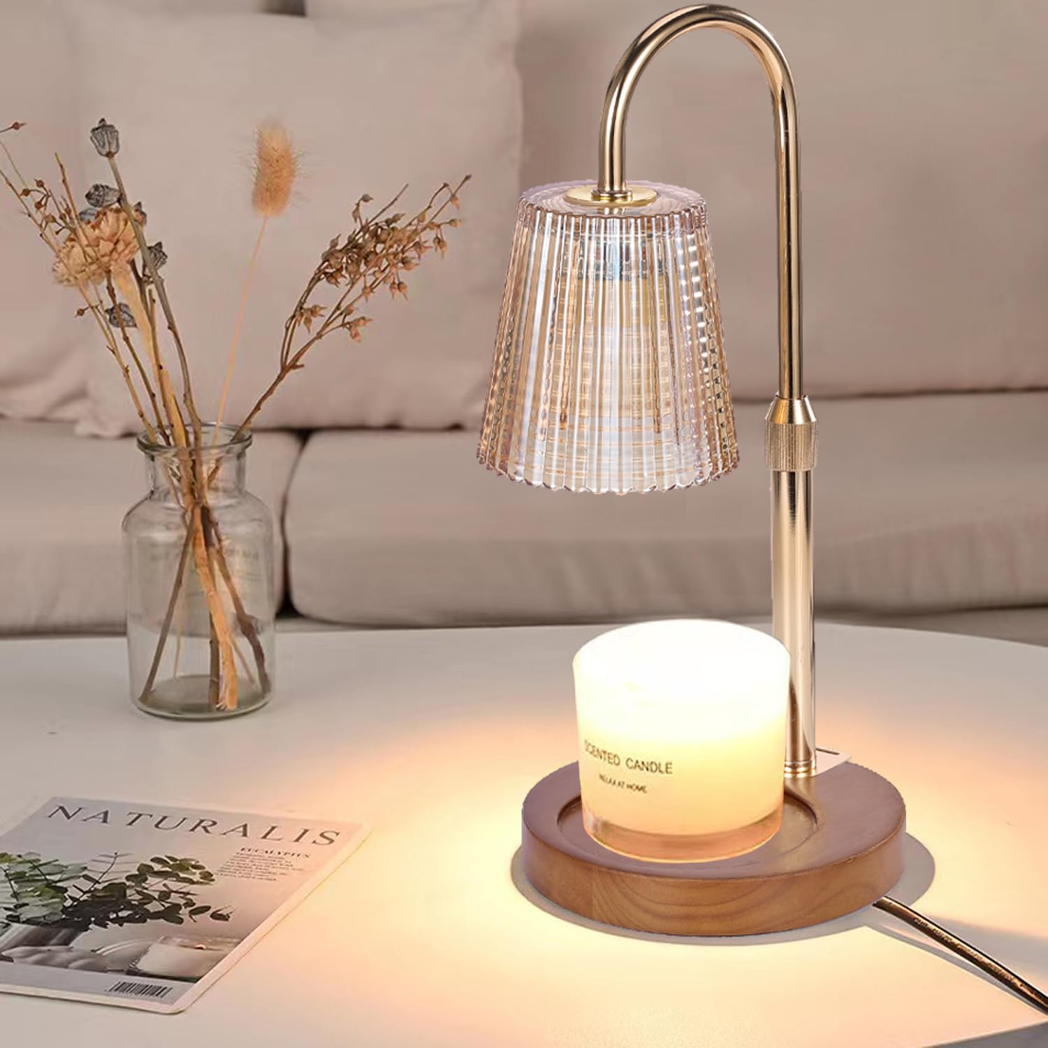 2Pack Electric Timer Candle Warmer Light,with Bracket Dimmable Candles Wax Glass Warmers Lamps for Jar Candles Burner No Flame Scented Melting Warming Lantern Adjustable Height(50W*4PCS-C)