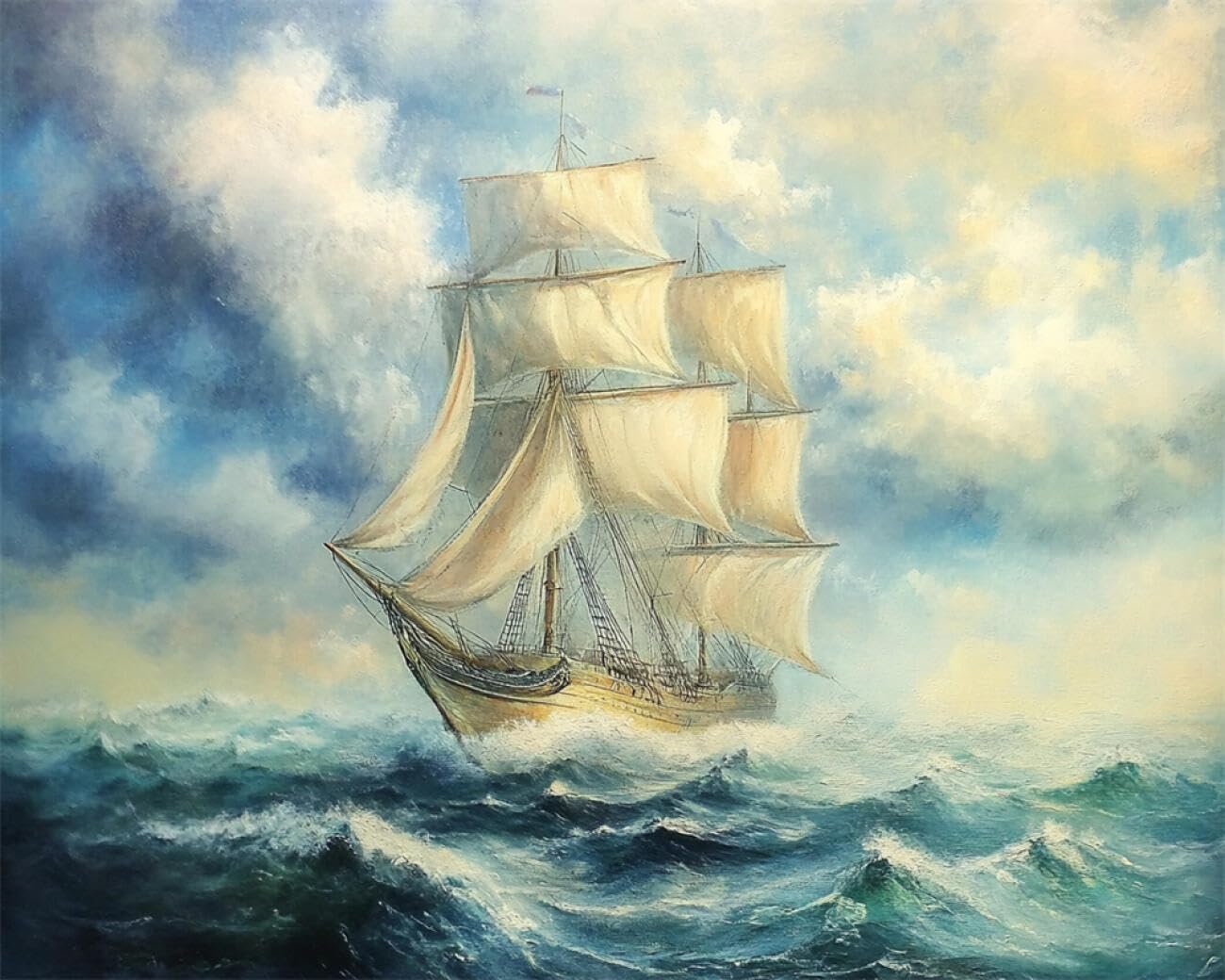 RKFLGEW DIY Embroidery Set Sea Sailing Boat 40x50cm