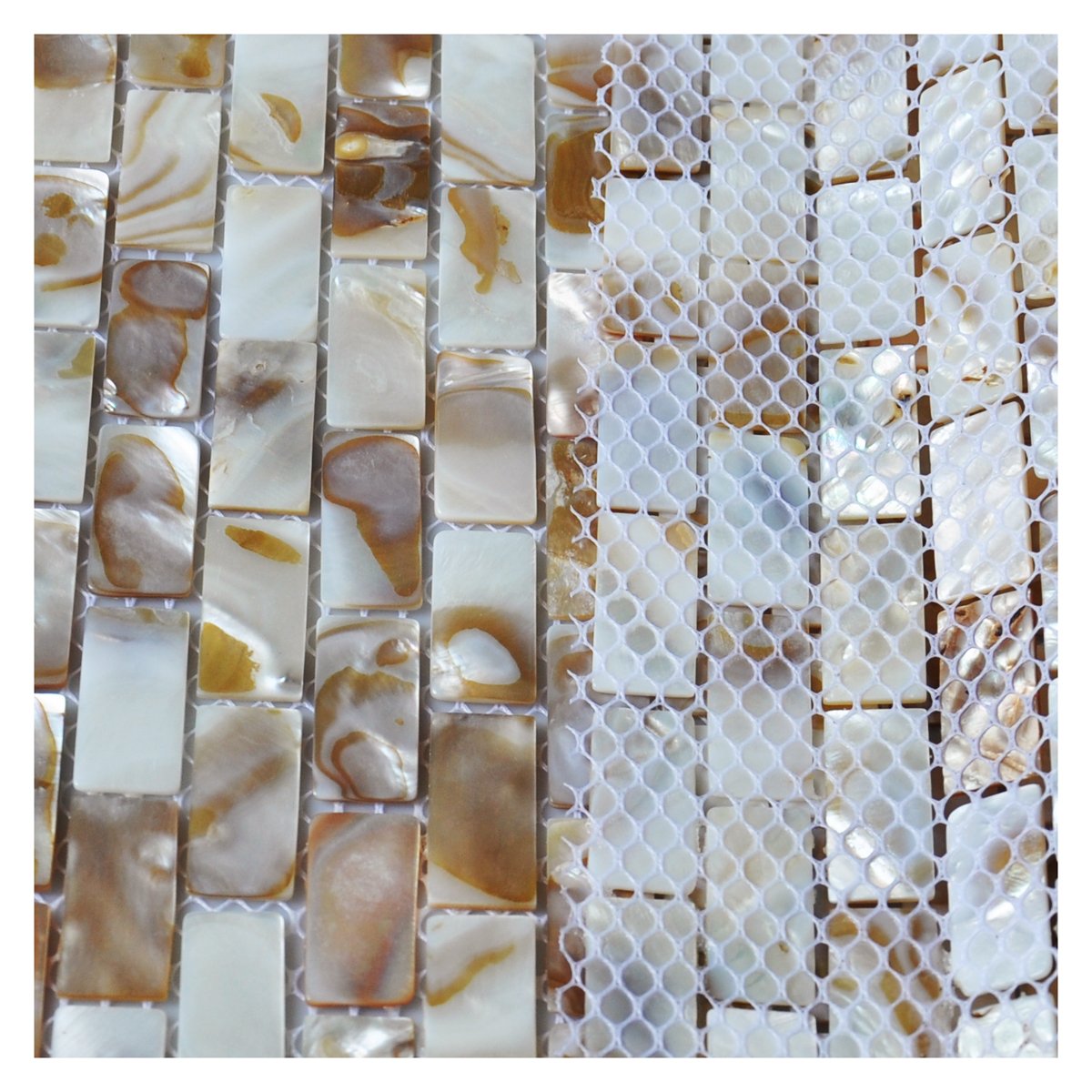 Art3d Mother of Pearl Oyster Herringbone Shell Mosaic Tile for Kitchen Backsplashes, Bathroom Walls, Spas, Pools Pack of 6