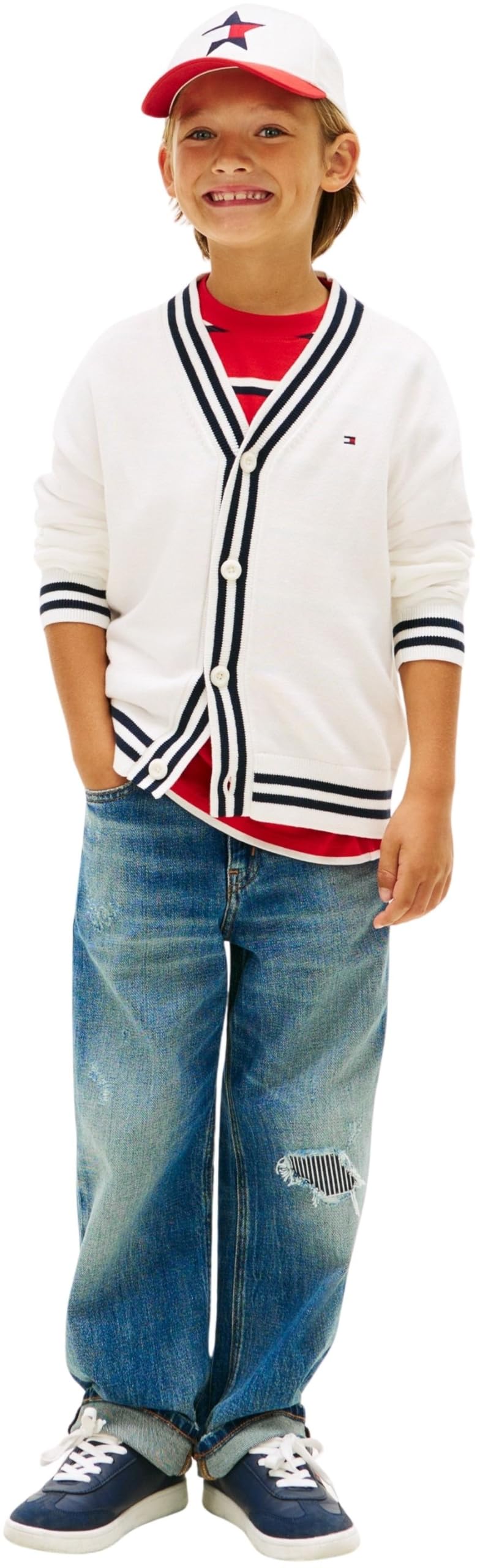 Tommy Hilfiger Varsity Rib V-Neck Cardigan Kb0kb10427 Maglioni Bambini e Ragazzi (Pacco da 1)