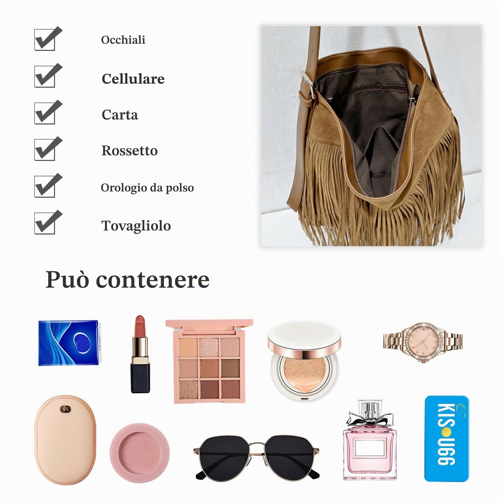 CORIOS Borsa a Mano Donna con Frange Stile Boho in Ecopelle Scamosciata PU PelleBorsa a Tracolla e Spalla Moda Borsa Messenger Nero
