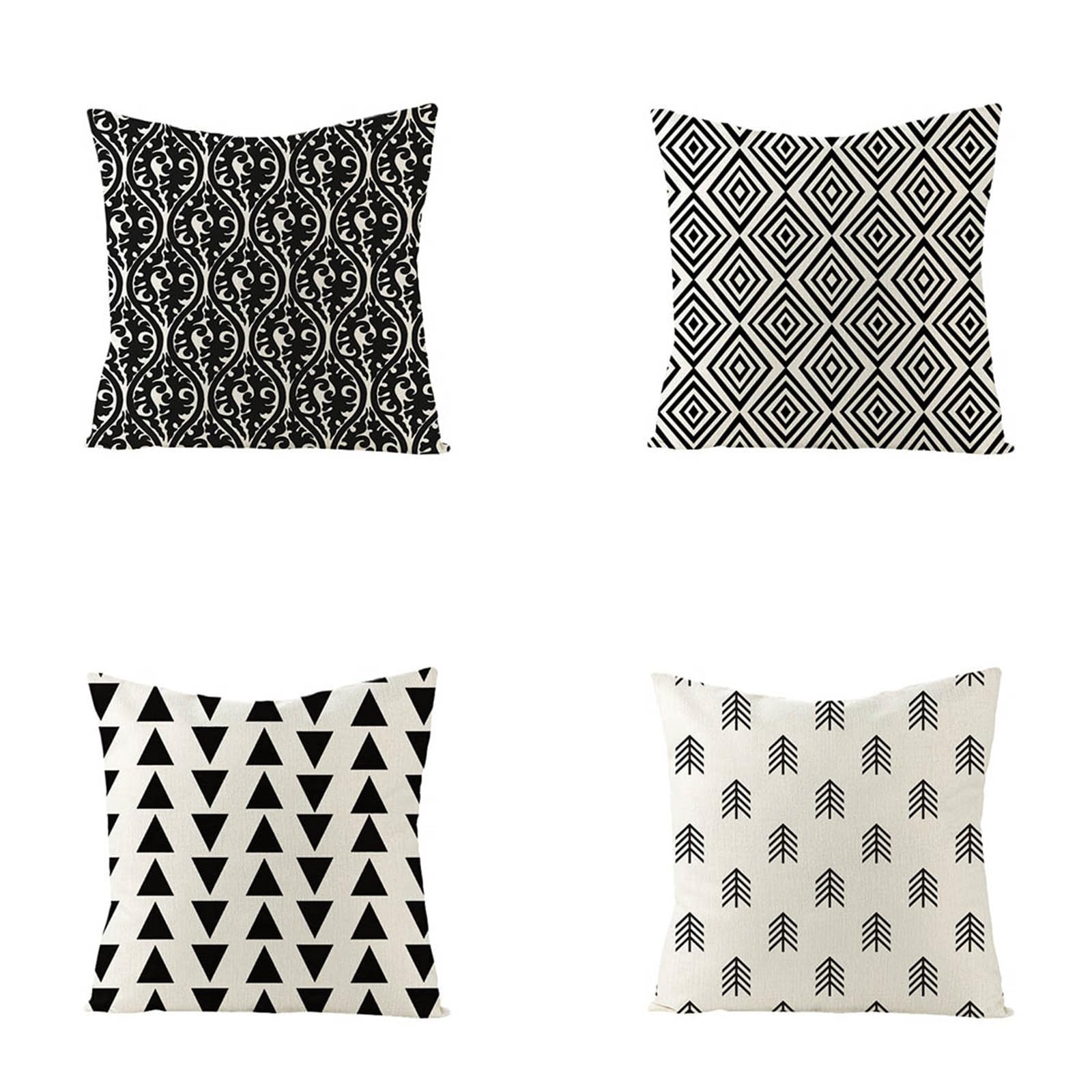 Housses de coussin géométrie lin résistant lot de 4 pour protéger vos lits et fauteuils