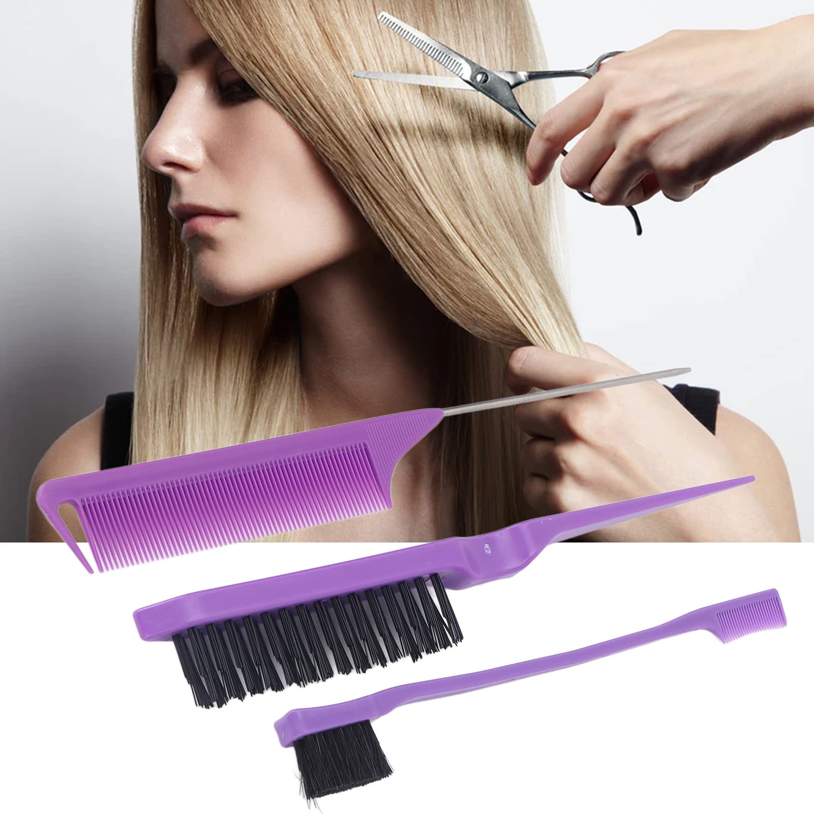 Fabater Juego de Peines Profesionales de Barbería de 3 Piezas con Peine de de Rata, Cepillos para Teñir el Cabello, Juego de Peines para Peinar el Cabello para Teñir, Peinar y seccionar: Agarre