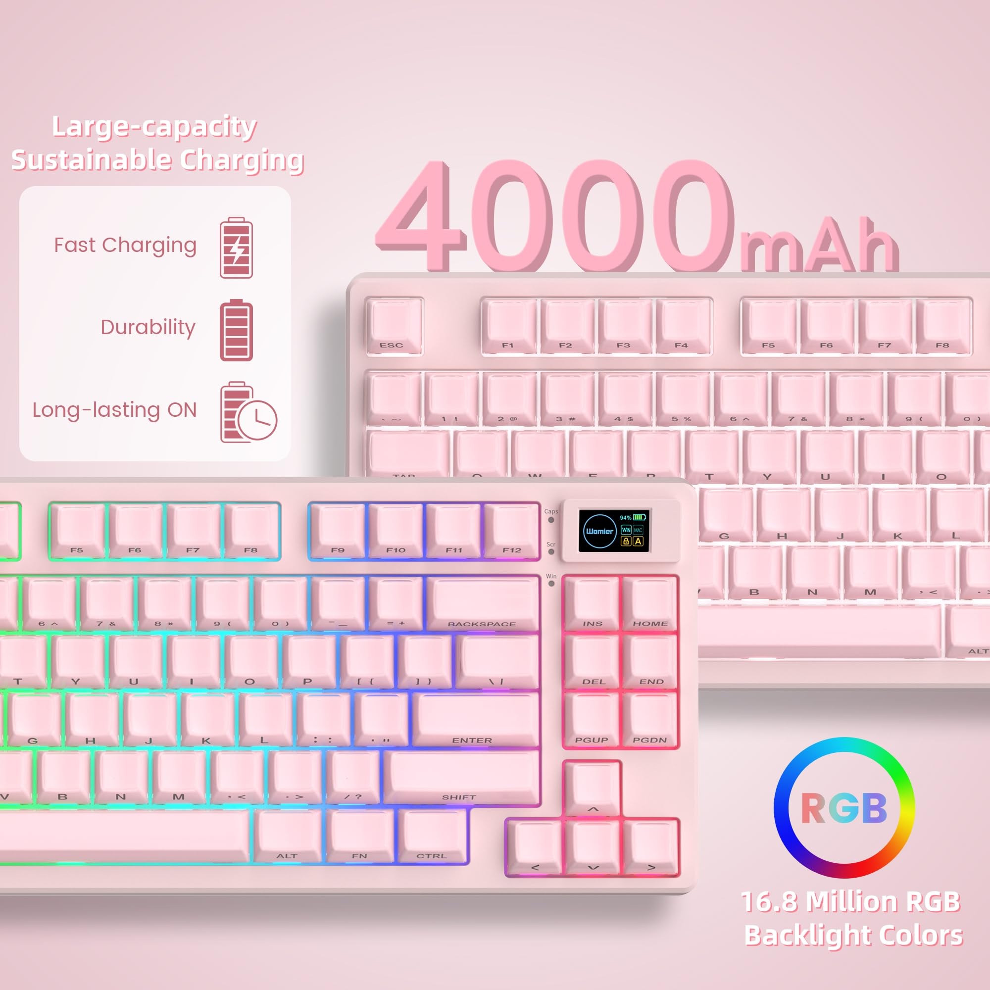 Amazon | Womier 75%ピンクキーボードワイヤレスカラーマルチメディア