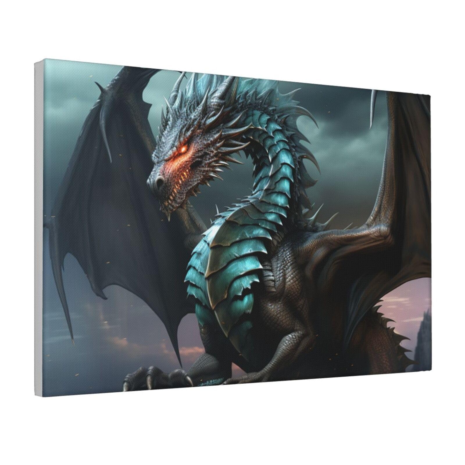 Framed Wall Art for Living Room Art Work, Cool Dragon Picture Prints Modern Office Wall Paintings Poster Aesthetic Wall Decorations for Home Decor Ready To Hang 16"x24"