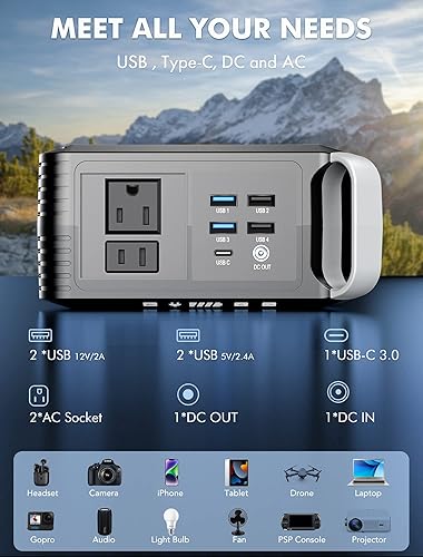 Miniatura 2 de MARBERO Juego de banco de energía solar, panel solar de 60 W y 110 V80 W (pico de 120 W), salida de CA, puertos CC, puertos USB QC 3.0, estación de