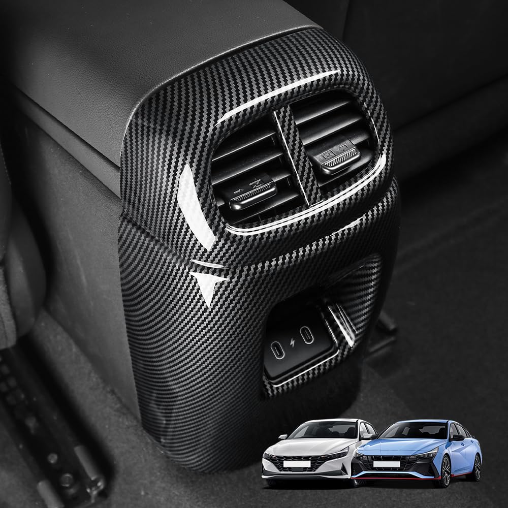 Photo 1 of FOEVE Rear Air Vent Protector Trim Compatible with Hyundai Elantra N 2023-2025 Accessories, Car Interior Armrest Decoration Cover Sticker-Carbon(B Style)