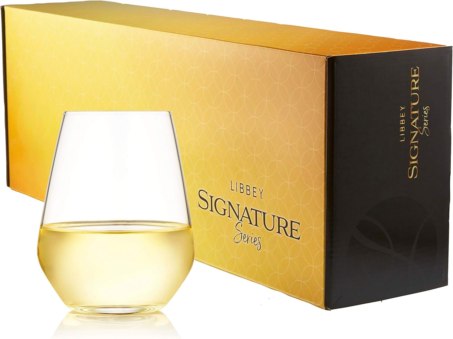Libbey Signature Greenwich Stemless Wine Gift Set of 4, 18-ounce Gift Box Set of 4