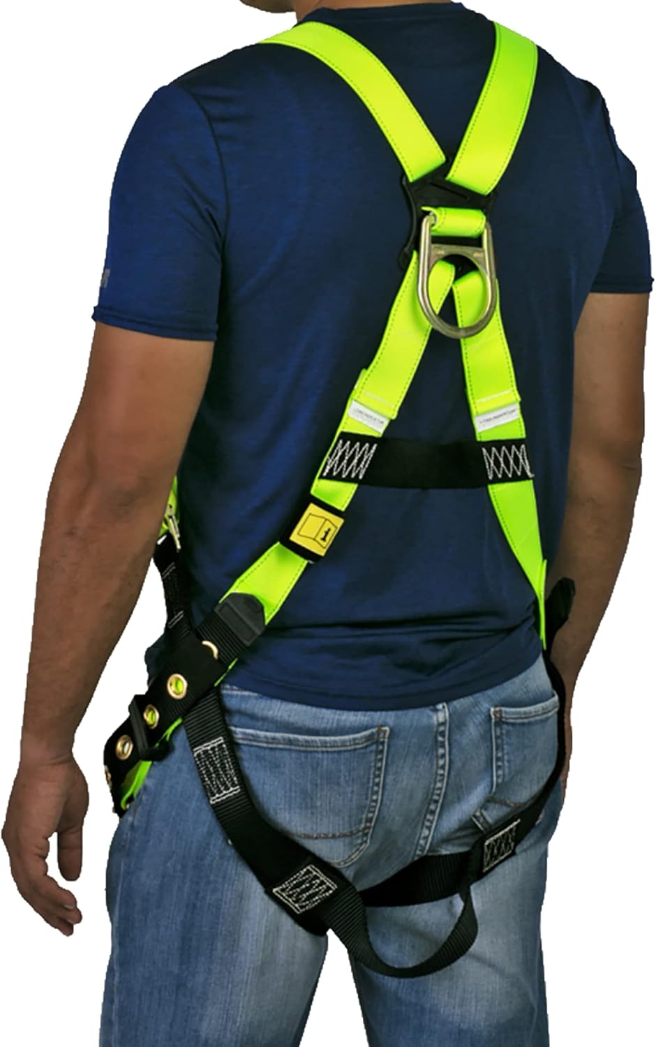 JORESTECH Safety Harness Full Body Protection Fall Arrest Yellow/Lime Back D Ring Grommet Leg Straps ANSI with High Visibility (HARN-02)