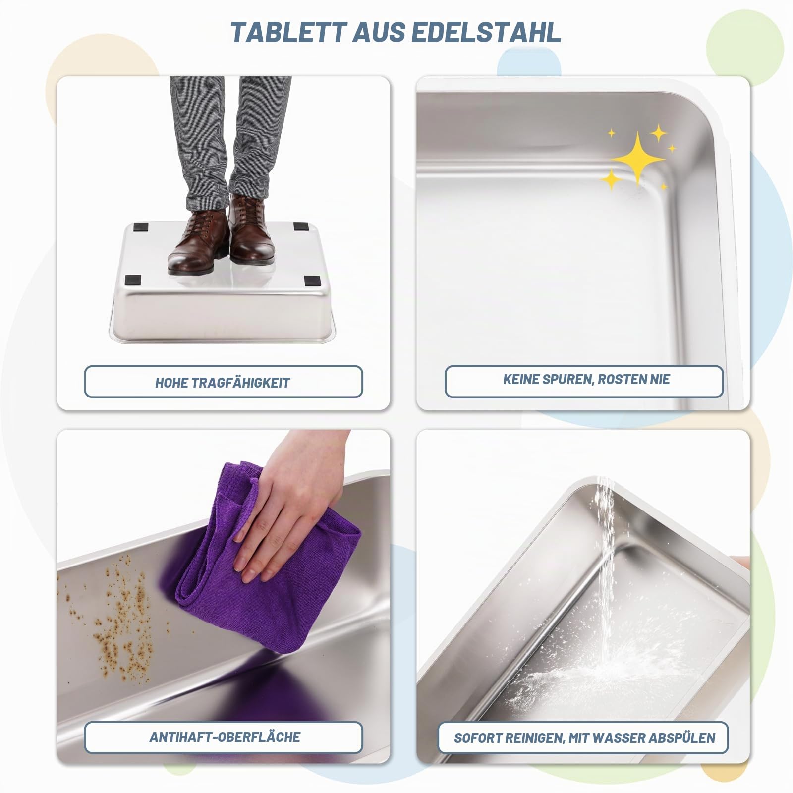 Katzenklo Edelstahl mit Deckel, XXL Katzenklo Große Katzentoilette Edelstahl aus für Große Katzen mit Hohem Rand, Metal Cat Litter Box, Nicht Klebrig (Grau)