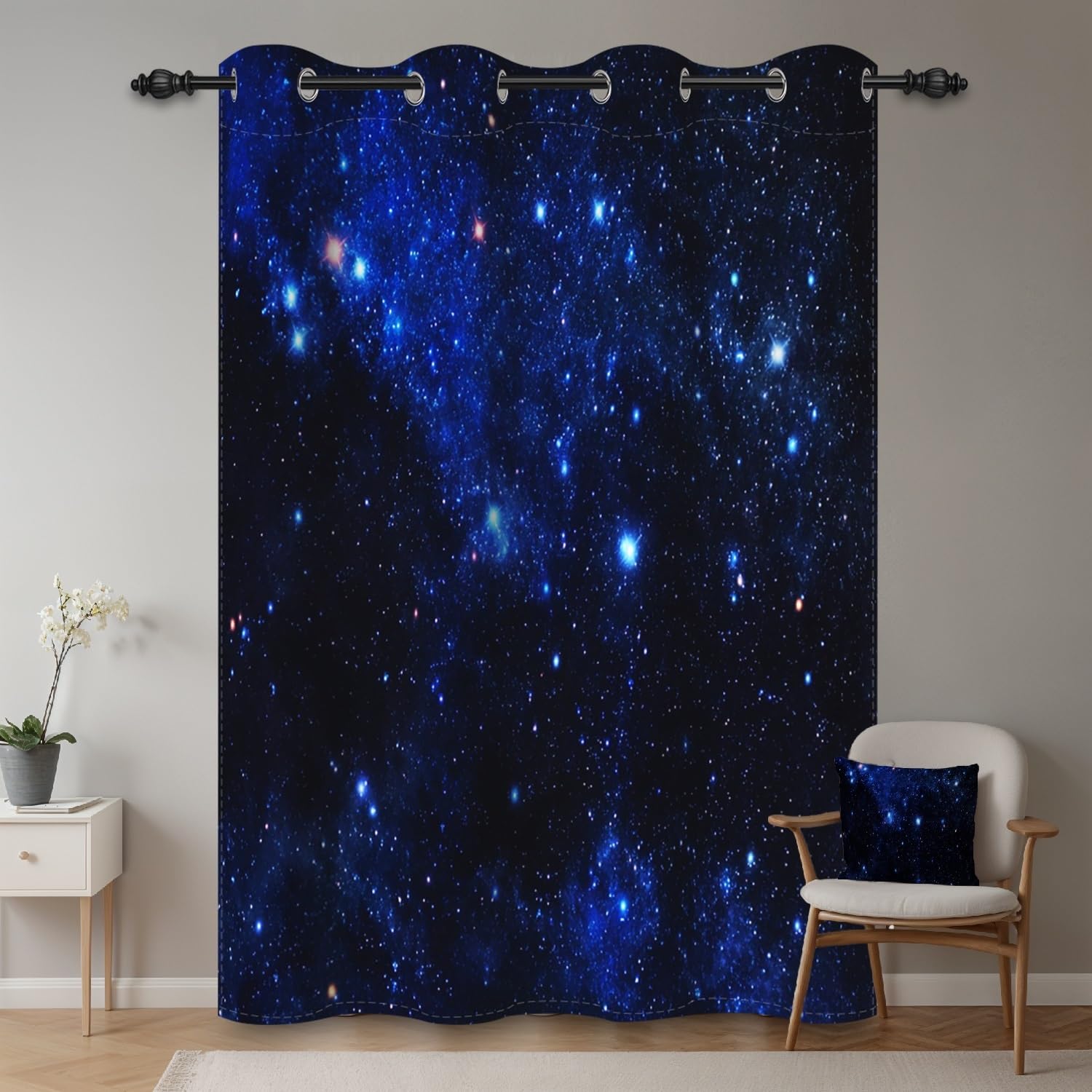 ggaimwf 42"x 63" Galaxy Eyelet Curtain for Kids Bedroom Universe Space Starry Sky Fantasy Thermal Grommet Room Dividers Blackout Window Drapes for Boys Girls Playroom Living Room,1-Single Panel - Image 2