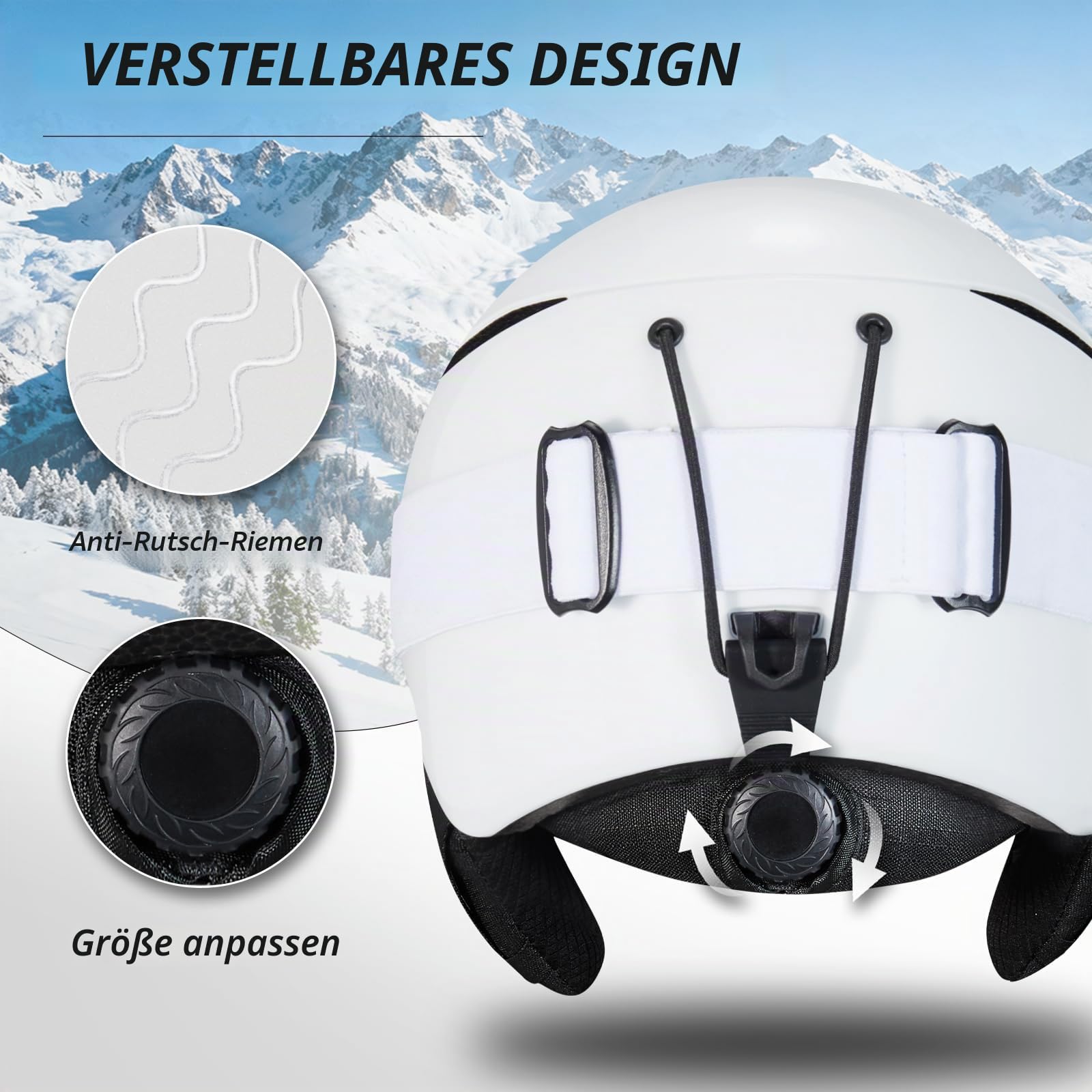 VCOROS Skihelm DXH816 Skihelme für Damen und Herren | Ski Helmet mit Abnehmbare Ohrpolster Atmungsaktiver Stoßdämpfung UV Verstellbarer Snowboard Helm für Skifahren