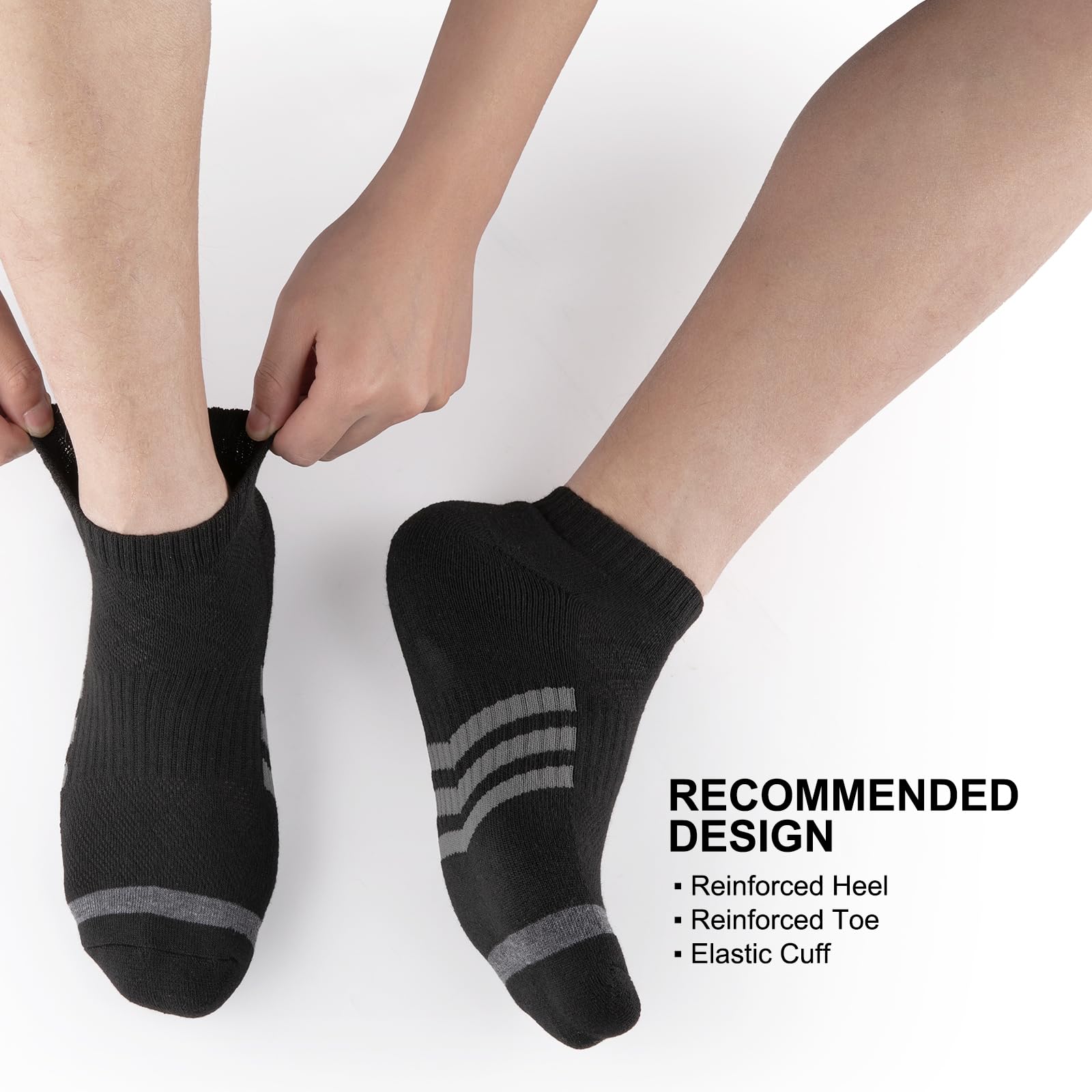 Heatuff 12 pares de calcetines de tobillo acolchados para hombre, atléticos, para correr, de corte bajo, transpirables, cómodos, casuales