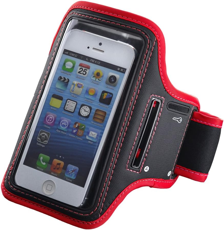 MEE audio Sport-Fi Universal Armband for Apple iPhone 5/Galaxy S4 - Retail Packaging - Black/Red