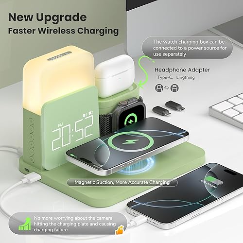 Miniatura 9 de Cargador inalámbrico 5 en 1 Mag-Safe para dispositivo Apple con LED y adaptador, carga magnética para iPhone 151413 ProMaxMiniPlus, soporte de carga