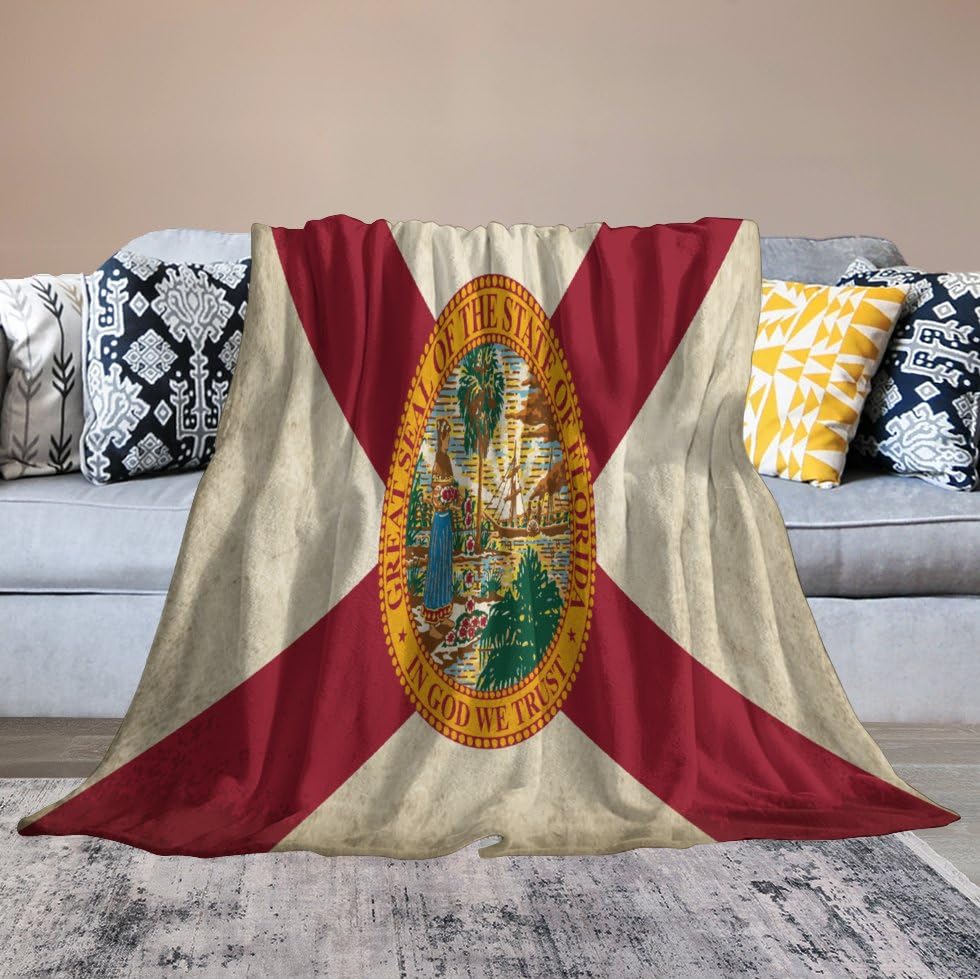 Couverture drapeau de Floride 101x127 cm pelucheuse et douce pour canapé