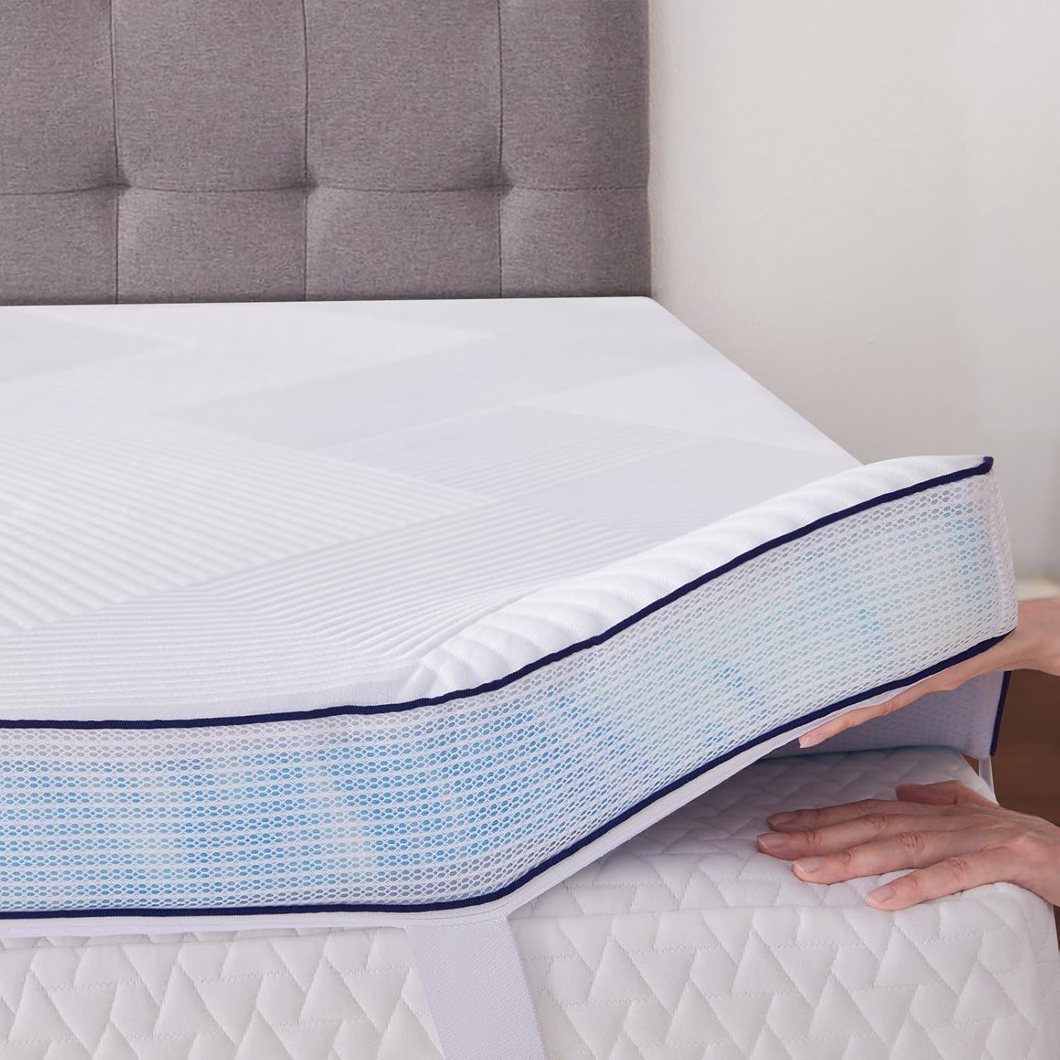 SOOSLEEPY 3 Inch Memory Foam Mattress Topper Queen Size with Removable Soft Cover Ventilated Breathable Cooling Mattress Pad