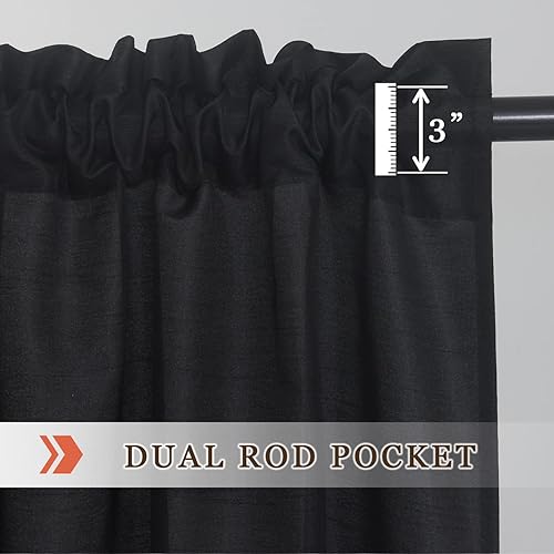 Miniatura 2 de Juego de cortinas de cocina de seda sintética de 36 pulgadas de largo, cortinas de café, cenefas con bolsillo para barra para sala de estar,