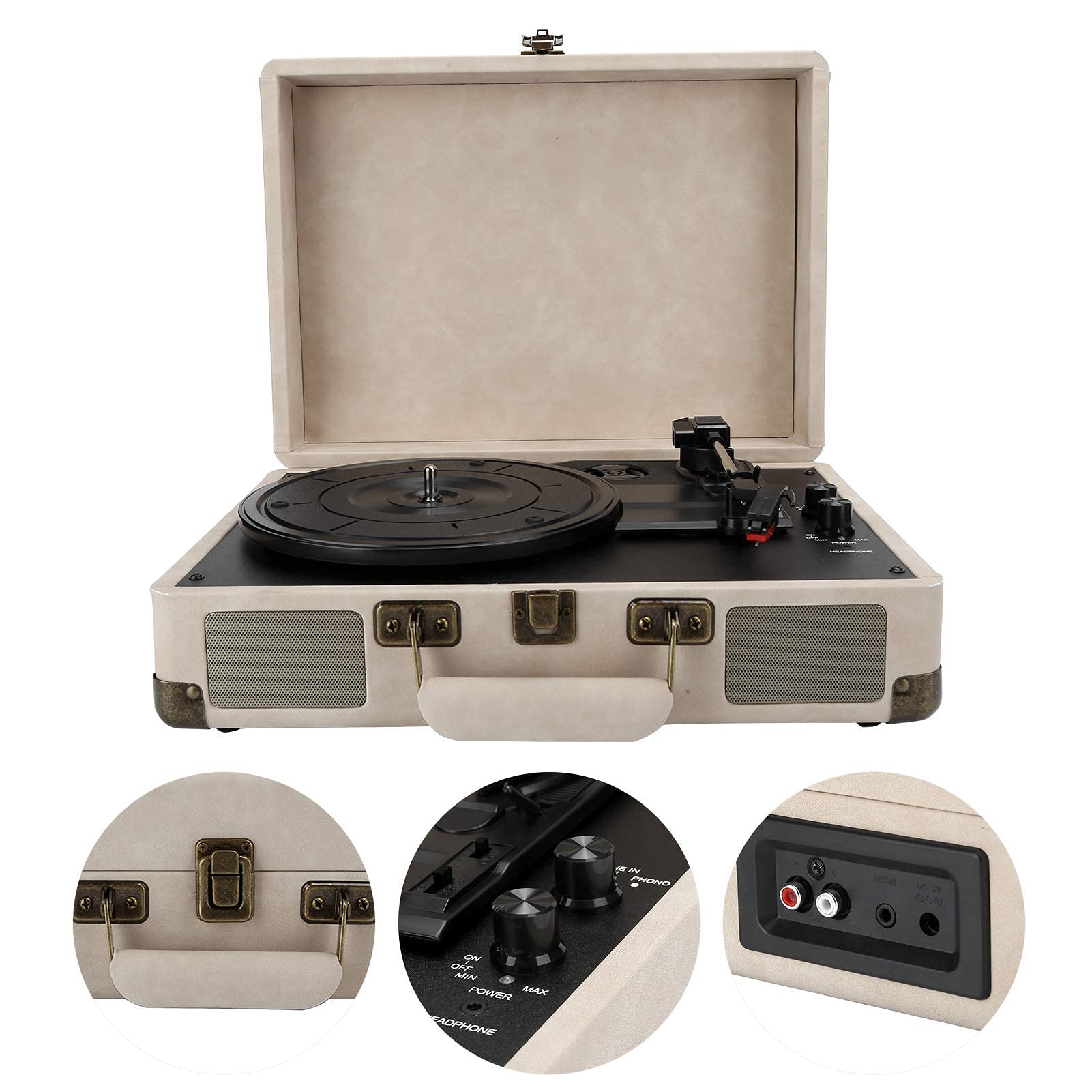 Giradischi in Vinile, Giradischi Portatile Vintage con Bluetooth, 33/45/78 Giri/min, 100/u2011, Supporto per Dischi in Vinile da 7/10/12 Pollici. Ciao