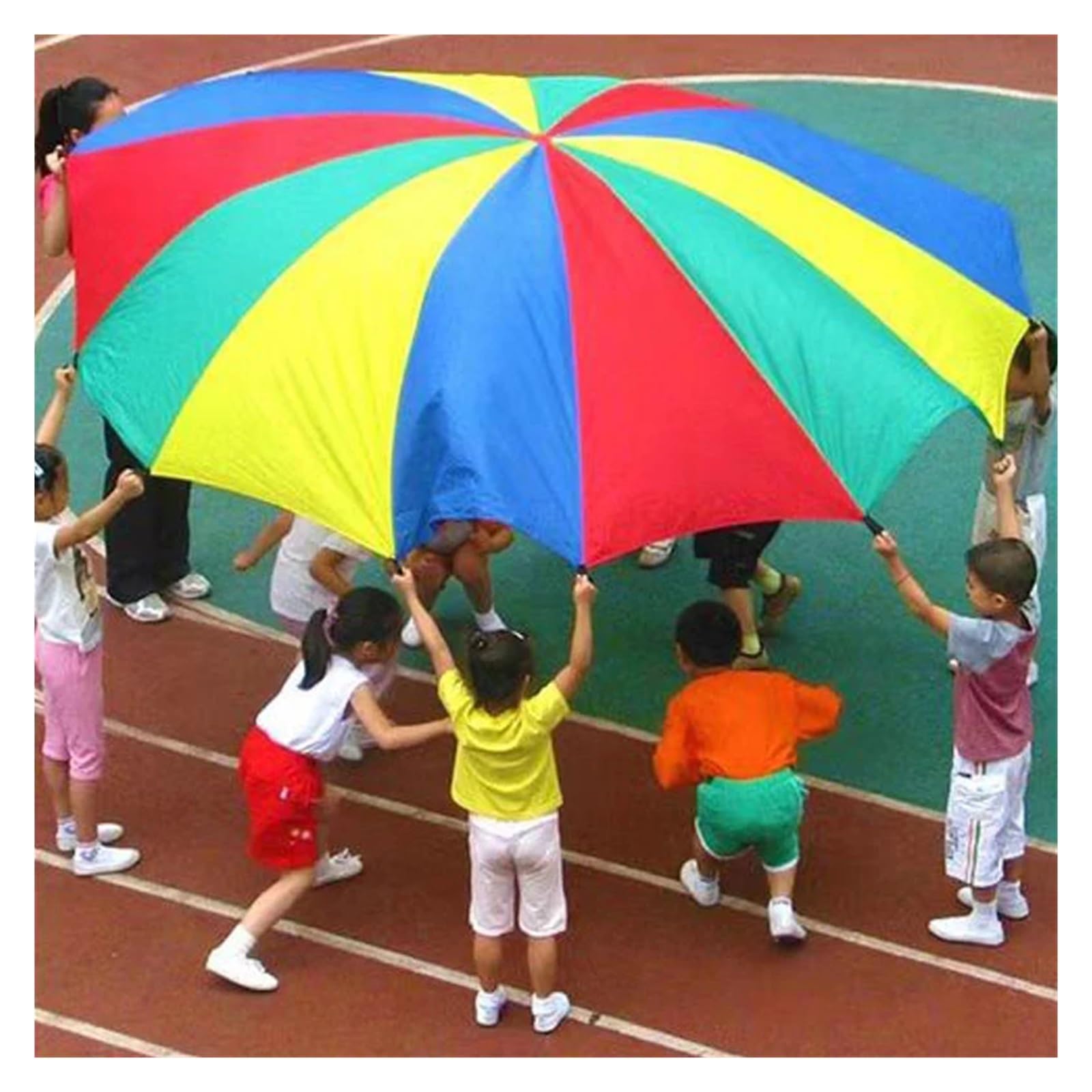 Ballery Paracaídas Paracaídas de arcoíris for niños de 2 a 6 meses, juegos al aire libre, tienda de campaña, diversión, parque infantil, escuela, ejercicio en grupo, actividades cooperativas