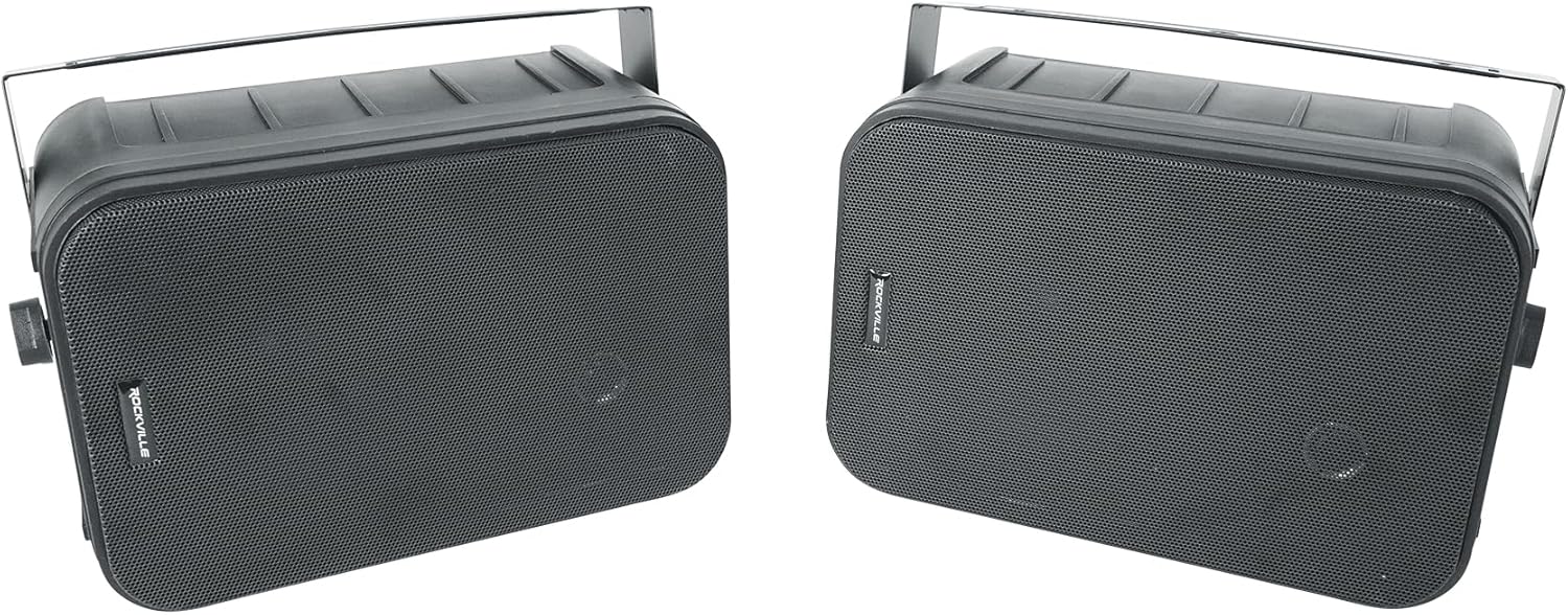 Rockville BluTube Bundle: 70-Watt Tube Amplifier Home Theater Stereo Receiver with Bluetooth, Pair of HP65S-8 Black 6.5-in Indoor/Outdoor Swivel Speakers 8-Ohm, 2-Items