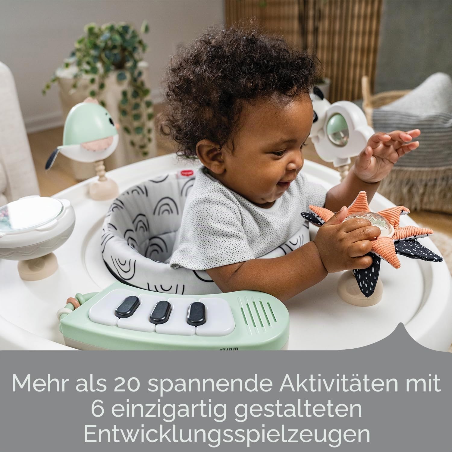 Tiny Love 5-in-1 Here I Grow Stationäres Aktivitätscenter zur Förderung, Spielcenter für Babys, 20 Aktivitäten, 5 Nutzungsmodi, 6 entwicklungsfördernde Spielzeuge, ab 0 Monaten, Black & White Décor