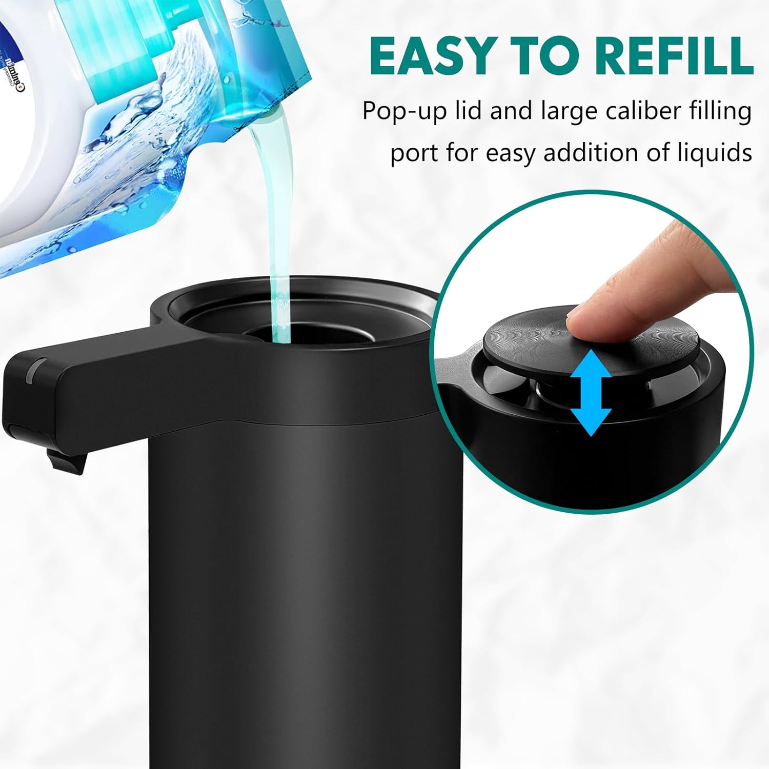 Automatic Soap Dispenser Wall Mount Stainless Steel with Sensor Infrared 9 oz. Automatic Soap Dispenser Touchless Electric IPX5 Waterproof USB-C Charging Motion Sensor for Kitchen & Bathroom(Black) - Image 4