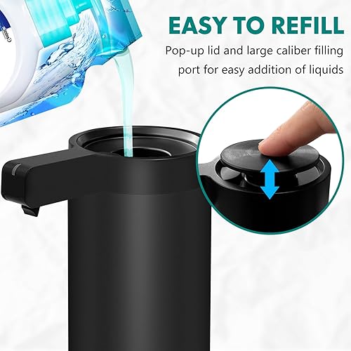 Miniatura 4 de Dispensador automático de jabón de acero inoxidable con sensor infrarrojo de 9 onzas. Dispensador de jabón eléctrico IPX5 impermeable USB-C carga