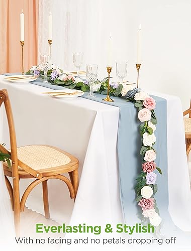 Miniatura 7 de InnoGear Flores artificiales, 50 unidades de rosas falsas de espuma polvorienta a granel con tallos para decoración, ramos de boda, centros de mesa,