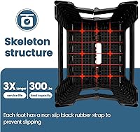 Vista 2 de ACSTEP Taburete plegable de 9 pulgadas, capacidad de 300 libras, taburete antideslizante con asa, taburetes plegables de plástico para niños, Negro